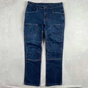 Origin Double Knee Jeans Mens 36x32 Blue Dark Wash Cargo Made In USA Rare Work
